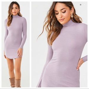 Forever 21 | Ribbed Mock Neck Mini Dress in Purple